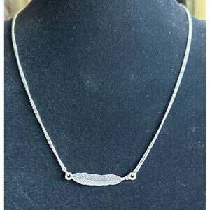 Silver Tone Feather Pendant Necklace With 16” Adjustable Chain